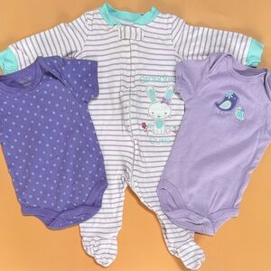 💜3/$15 3-6M Purple One Piece Bundle